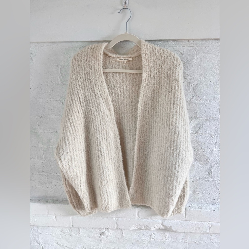 Anthropologie Grade and Gather Curly Yarn Open Cardigan Cream Oversized Sweater - Picture 6 of 12